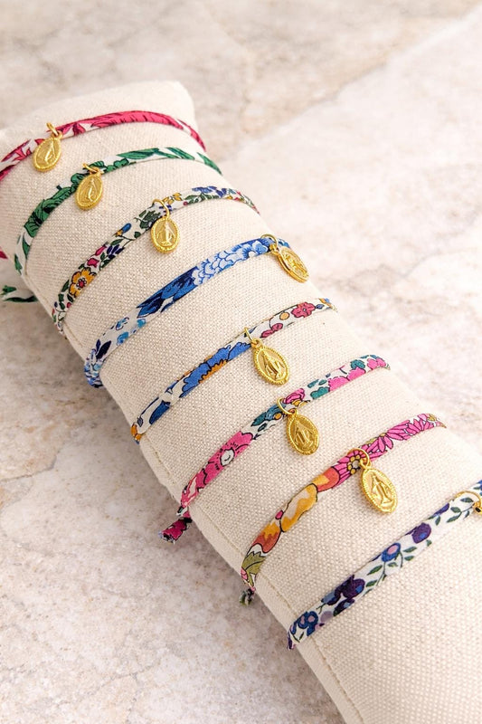 Bracelet Liberty catholique Médaille Miraculeuse – Bijou Catholique Femme Fille – Cadeau Communion Confirmation Profession de Foi