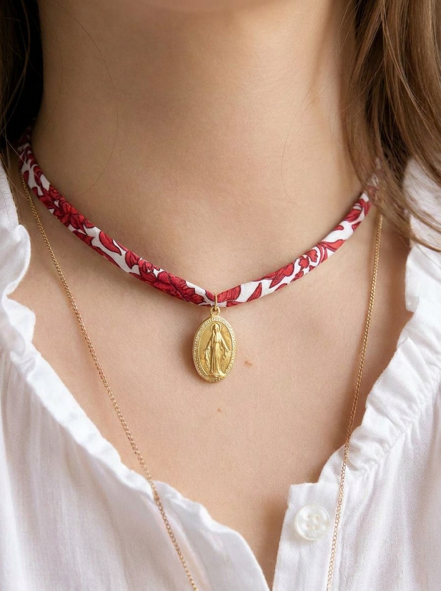 Collier Liberty Médaille Miraculeuse – Bijou catholique fait main