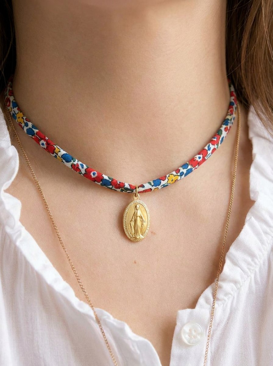 Collier Liberty Médaille Miraculeuse – Bijou catholique fait main
