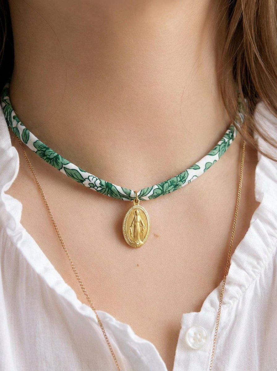 Collier Liberty Médaille Miraculeuse – Bijou catholique fait main