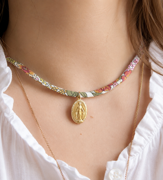 Collier Liberty Médaille Miraculeuse – Bijou catholique fait main